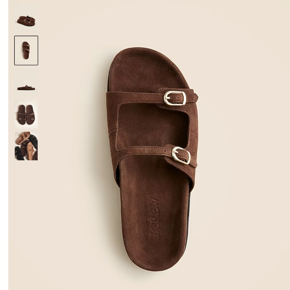 J. Crew New Colbie buckle sandals in suede brown size 8 - Picture 4 of 11